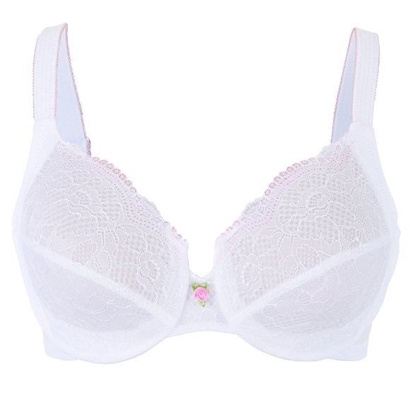 Glamorise 38C Wonderwire Lace Bra (Side-Smoothing) MAX-COMFORT White NEW - Picture 1 of 11